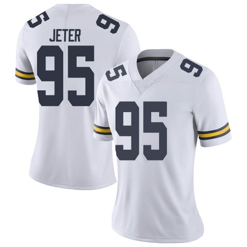 Donovan Jeter Michigan Wolverines Women's NCAA #95 White Limited Brand Jordan College Stitched Football Jersey TFQ1354DJ